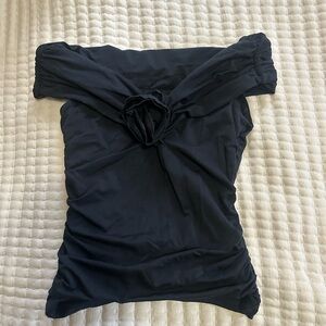 Abercrombie Black Off-Shoulder Top with flower